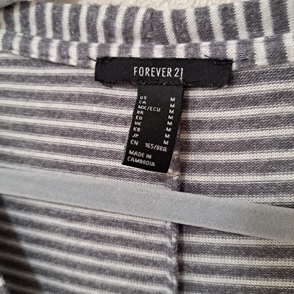 Forever 21 Stripped Button Down Cardigan Boyfriend Acadamia Boxy Cottage Core M - Picture 4 of 6